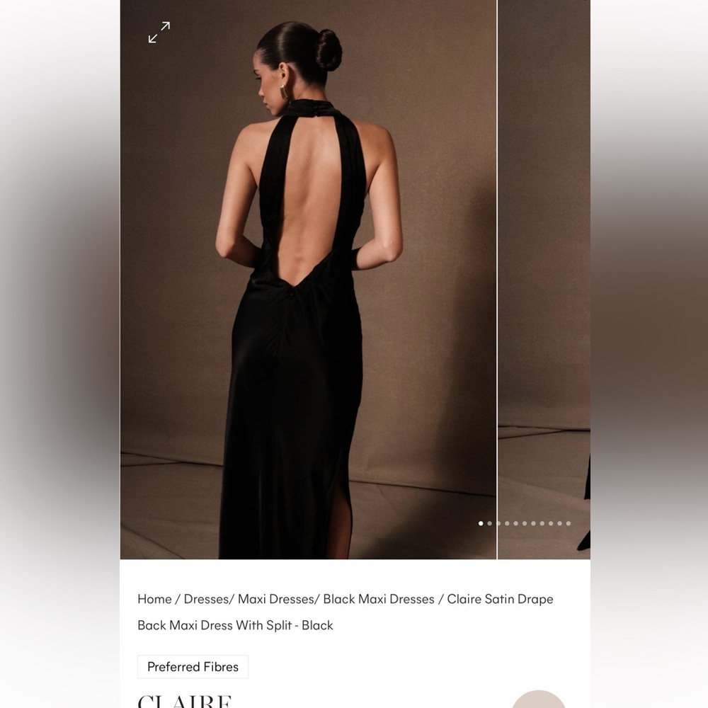 MESHKI Claire Black Satin open back dress